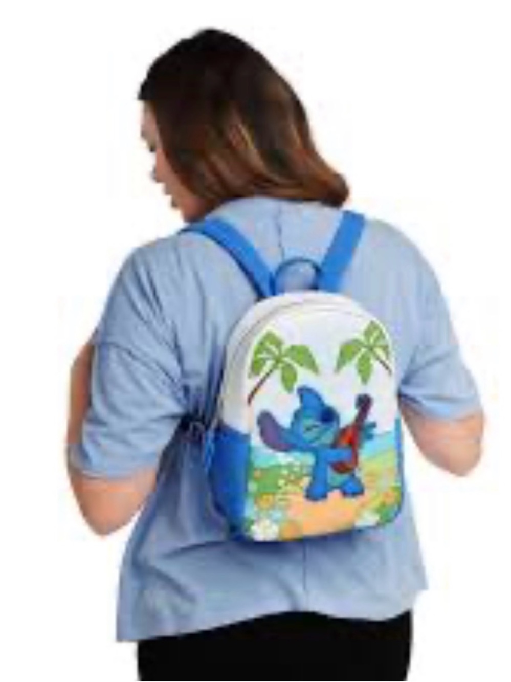 Loungefly Disney Blue Stitch Palm Tree Mini Backpack Euc